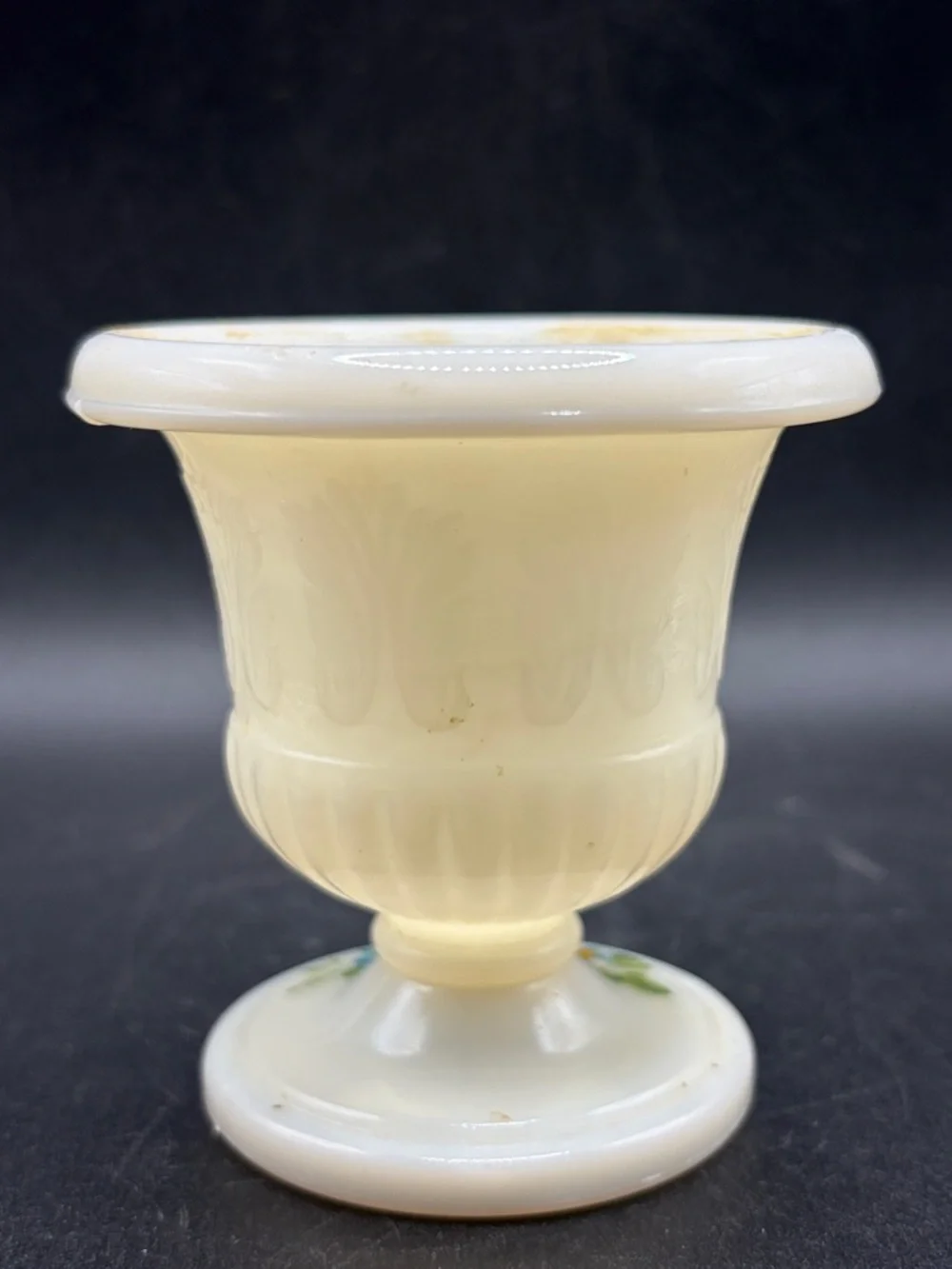 Vintage Hand Painted Floral White Milk Glass Urn Vase Vessel Cottagecore Decor - Picture 5 of 10